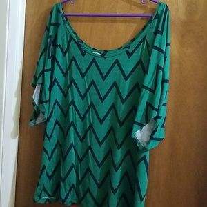 Green with Black Chevron Short-Sleeve Raglan Tee